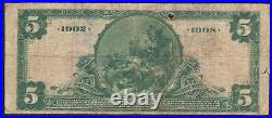 1902 $5 Mercantile National Bank Note San Francisco California Circ Net Fine F