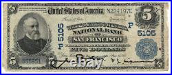 1902 $5 Wells Fargo Nevada NB of San Francisco California Ch5105 VG Y00009572