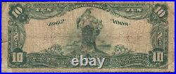 1902 Db $10 Anglo London National Bank Note San Francisco California Very Good