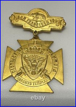 1904 Knights Templar San Francisco California Freemason Bear Pin Pinback Button