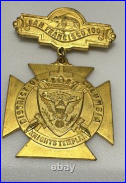 1904 Knights Templar San Francisco California Freemason Bear Pin Pinback Button