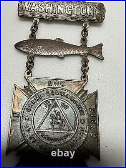 1904 Knights Templar San Francisco California Washington Fish Pin Pinback