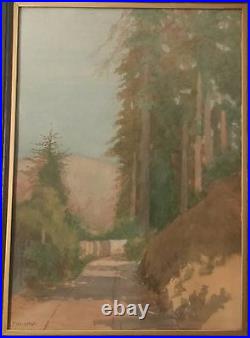 1905 WEISBROD San Francisco Arts Crafts vtg calif redwood tree antique painting