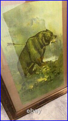 1907 California Insurance Co Print Grizzly bear on top of San Francisco Fire