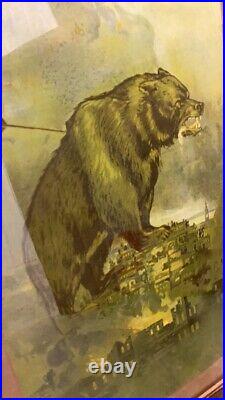 1907 California Insurance Co Print Grizzly bear on top of San Francisco Fire