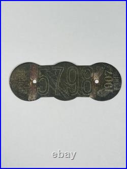 1907 San Francisco S. F. Vehicle License Tag #5798 RIGHT Rare Early CA Auto Tag 1907 San Francisco S. F. Vehicle License Tag #5798 RIGHT Rare Early CA Auto Tag