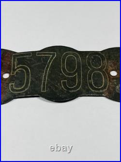 1907 San Francisco S. F. Vehicle License Tag #5798 RIGHT Rare Early CA Auto Tag