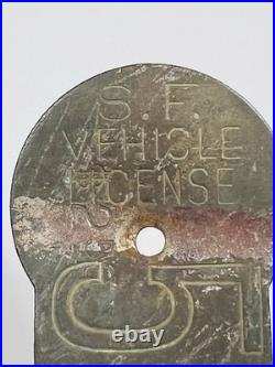 1907 San Francisco S. F. Vehicle License Tag #5798 RIGHT Rare Early CA Auto Tag