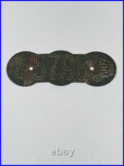 1907 San Francisco S. F. Vehicle License Tag #5798 RIGHT Rare Early CA Auto Tag
