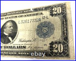 1914 $20 Federal Reserve San Francisco California Blue Seal Banknote US#? 1011A