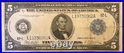 1914 $5 Dollar Federal Reserve (san Francisco California) Large Note