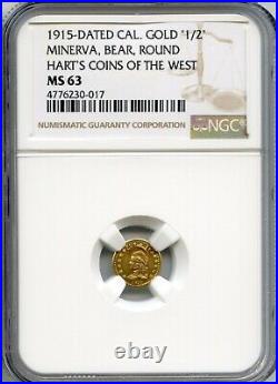 1915 1/2 Minerva California Gold / Harts Coins of the West / CMRH-2 NGC MS63 R6