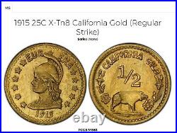 1915 California Minerva Gold 1, Hart Coins of the West / MS63 PCGS Plate Coin R7