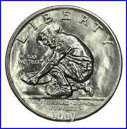 1925-S 50C California Jubilee Commemorative Silver Half Dollar AU-UNC #