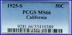1925-S California Silver Commemorative Half Dollar, PCGS MS66, Beautiful Toning