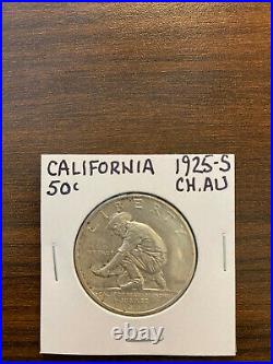 1925-S California Silver Half Dollar Commemorative CHOICE ALMOST UNCIRCULATED