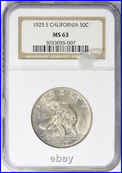 1925-S California Silver Half Dollar Commemorative NGC MS-63 Mint State 63