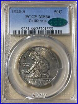 1925-S PCGS/CAC MS66 California Silver Commemorative Half Dollar