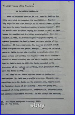 1926 SAN Francisco California History Of Telephone Rates Booklet
