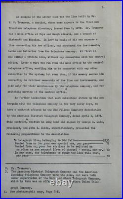 1926 SAN Francisco California History Of Telephone Rates Booklet