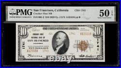 1929 $10 National Banknote San Francisco California Type 2 PMG 50 EPQ SL#A125558