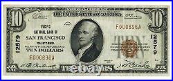 1929 $10 PACIFIC NATIONAL BANK of SAN FRANCISCO California Charter 12579