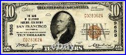1929 $10 San Francisco, California Small Size National Bank Note Fr #S-2055