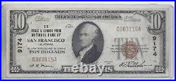 1929 $10 Small Size National Note Anglo California N. B San Francisco 9174 Type 1