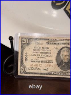 1929 $20 National Banknote Bank of America San Francisco California