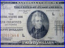 1929 $20 San Francisco CALIFORNIA F National Bank Note Currency Nice Fine NR