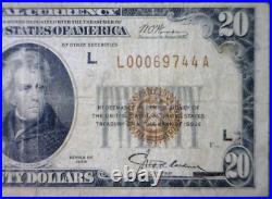 1929 $20 San Francisco CALIFORNIA F National Bank Note Currency Nice Fine NR