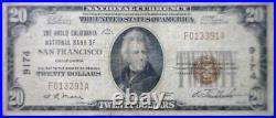 1929 $20 San Francisco CALIFORNIA VG + National Bank Note Currency NR