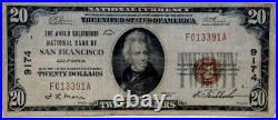 1929 $20 San Francisco CALIFORNIA VG + National Bank Note Currency NR