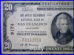 1929 $20 San Francisco CALIFORNIA VG + National Bank Note Currency NR