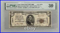 1929 $5 National Bank Note / Fr. 1800-1 San Francisco California / PMG 30 VF