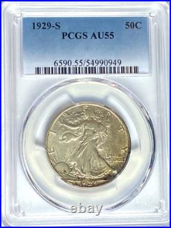1929 S 50c Walking Liberty Silver Half Dollar San Francisco PCGS AU55