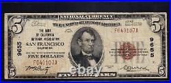 1929 San Francisco California $5 National Banknote Charter 9655 Circulated