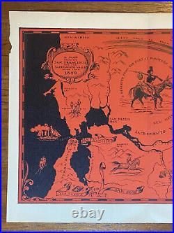 1929 San Francisco & Sacramento Valley in 1849 Vintage Lithograph Pictorial Map
