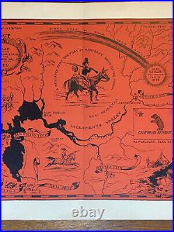 1929 San Francisco & Sacramento Valley in 1849 Vintage Lithograph Pictorial Map