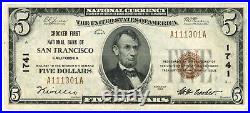 1929 Ty. 1 Crocker First NB of San Francisco, California $5 NBN Ch#1741 (59475)