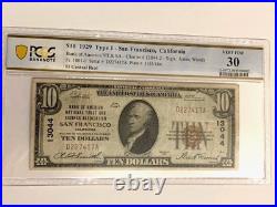 1929 Type 1 $ 10 San Francisco California National Bank Note 13044