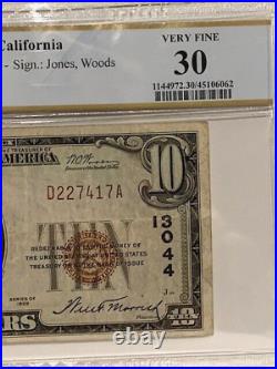 1929 Type 1 $ 10 San Francisco California National Bank Note 13044