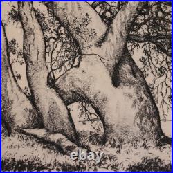1930s Alfred Ray Burrell Etching Oak Tree San Francisco California Impressionist