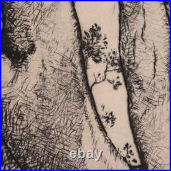 1930s Alfred Ray Burrell Etching Oak Tree San Francisco California Impressionist