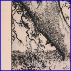 1930s Alfred Ray Burrell Etching Oak Tree San Francisco California Impressionist