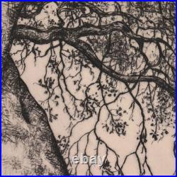1930s Alfred Ray Burrell Etching Oak Tree San Francisco California Impressionist