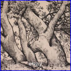 1930s Alfred Ray Burrell Etching Oak Tree San Francisco California Impressionist