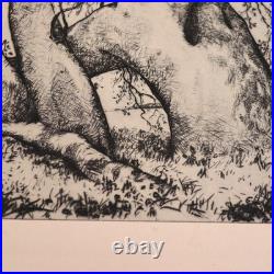 1930s Alfred Ray Burrell Etching Oak Tree San Francisco California Impressionist