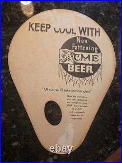 1930s Antique ACME Beer Cardboard Fan Beer Sign San Francisco, California NRA