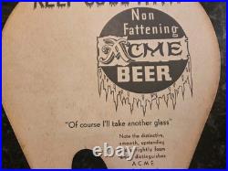 1930s Antique ACME Beer Cardboard Fan Beer Sign San Francisco, California NRA